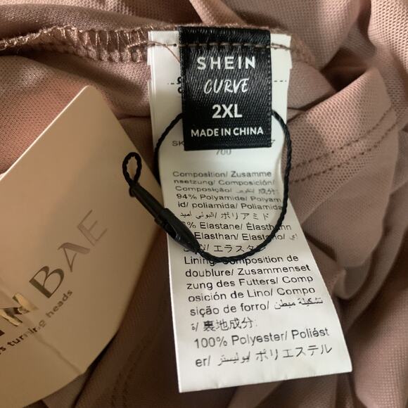 NWT SHEIN CURVE WOMEN'S ROSE PINK RUCHED RUFFLE SHORT SLEEVE DRESS PLUS SIZE 2XL - Picture 6 of 6